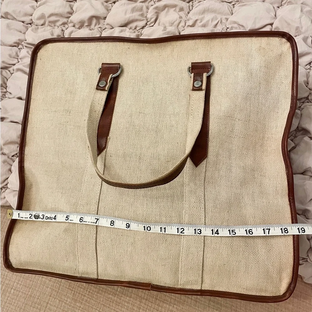 VTG Natural Canvas and Leather‎ Weekend Travel Mason Bag with Locking Zipper